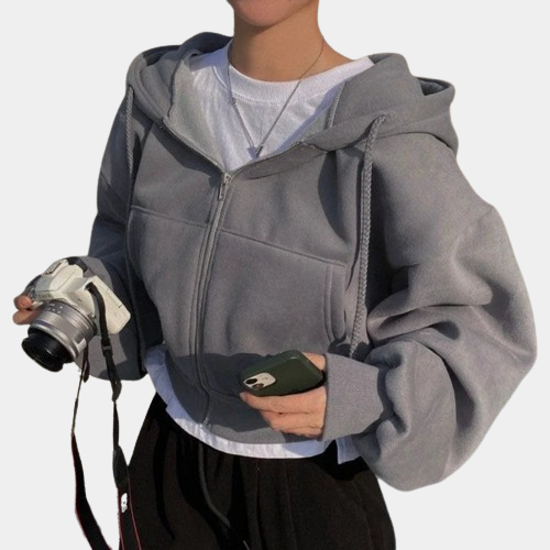 Stylish Cropped Hoodie Sweatshirt