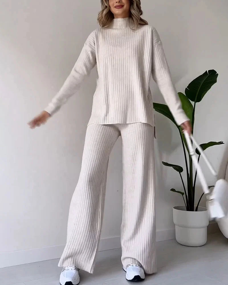 Chic Slit Two-Piece Set for Effortless Casual Style