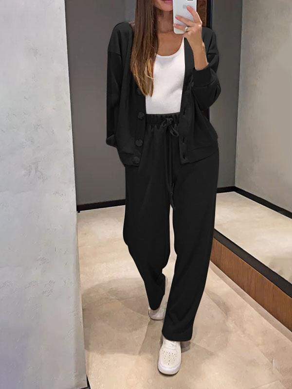 Cozy Casual V Neck Sweater and Pants Set