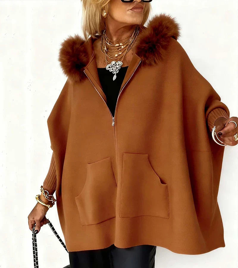 Casual Hooded Coat with Luxurious Fur Collar