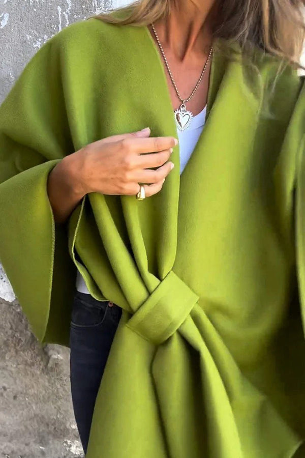 Cozy Loose V Neck Shawl Cape Jacket