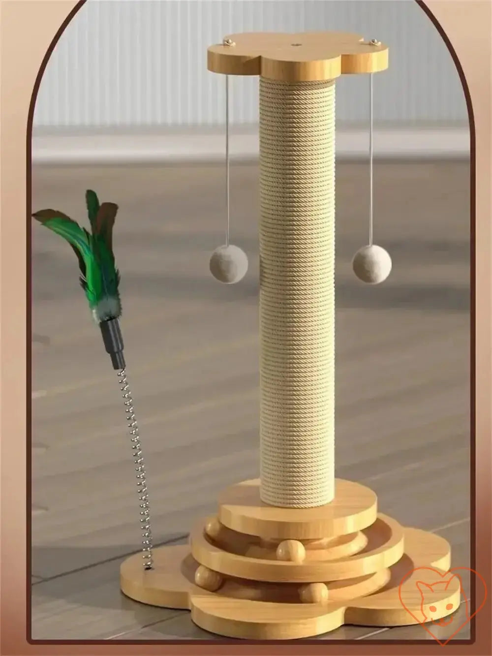 PurrfectPlay™ - Wooden Cat Turntable & Sisal Scratching Post