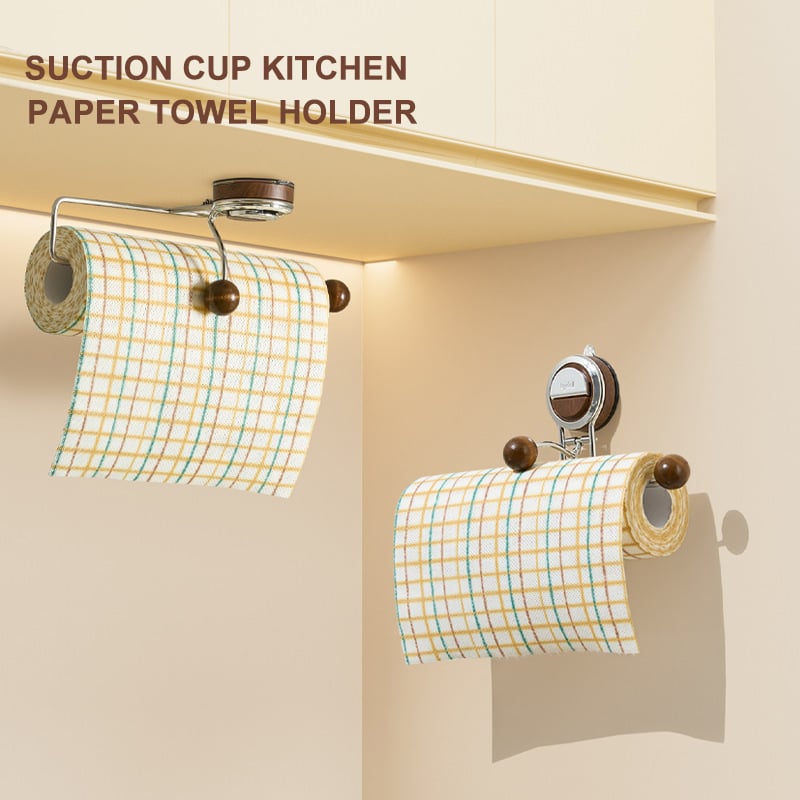 Sleek Drill-Free Paper Towel Holder with Suction Cup Organizer