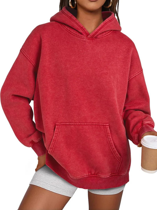 Oversized Acid Wash Hoodie Pullover