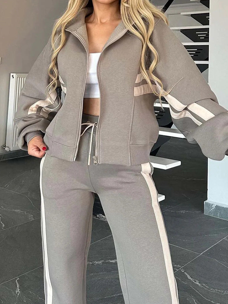Cozy Casual 2-Piece Zip-Up Sweatshirt and Pants Set