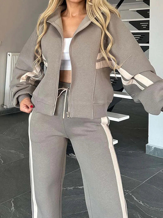 Cozy Casual 2-Piece Zip-Up Sweatshirt and Pants Set