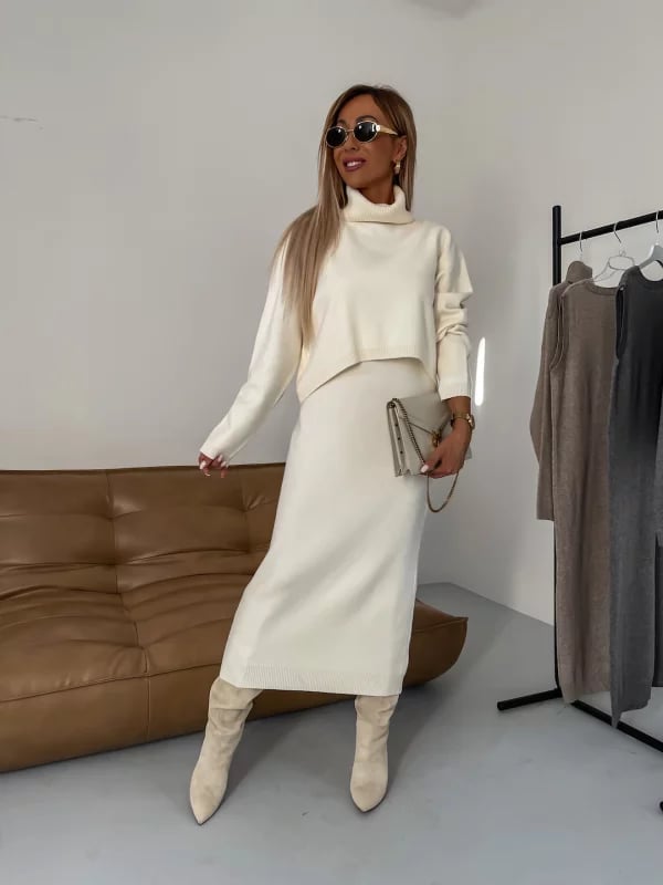 Dress & Turtle Neck Sweater Set