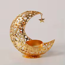 Modern Black Gold Moon and Stars Candle Holder