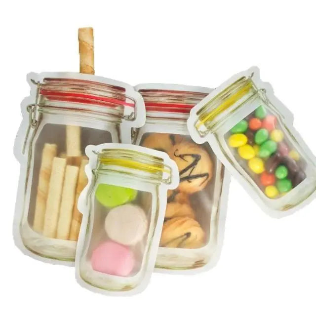 Reusable Mason Jar Style Ziplock Bags Leak-Proof Storage Pouches