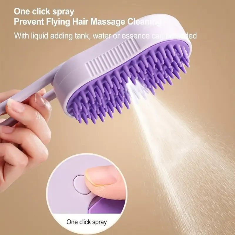 Steam-Infused Pet Grooming Brush for Smooth Fur
