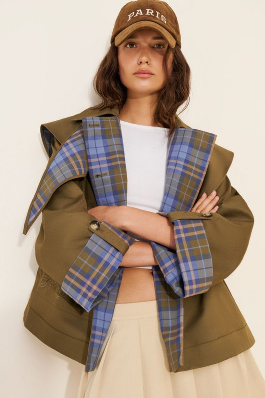 Reversible Crop Trench Coat – Chic Layered Style
