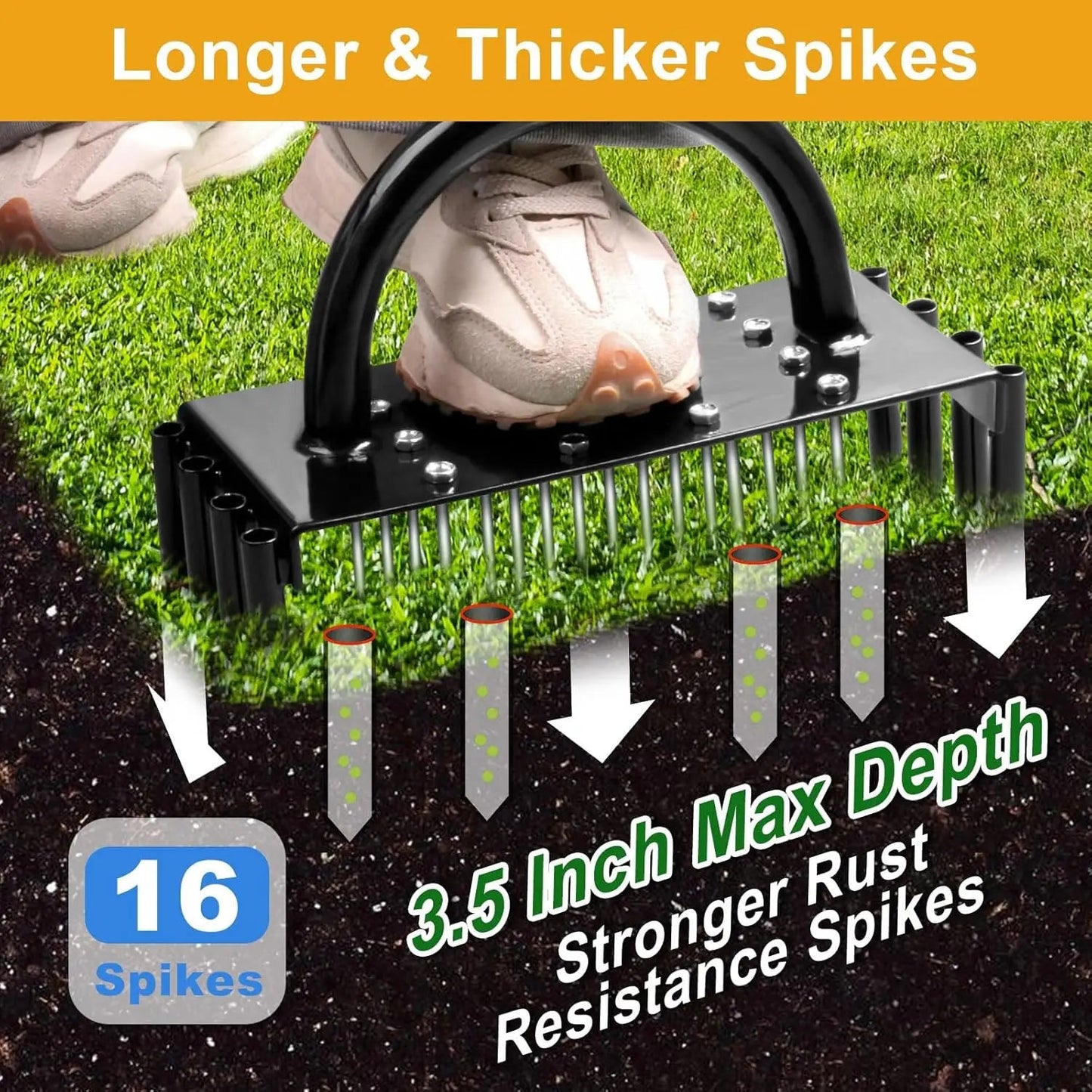 GreenPro™ - Manual Lawn Aerator with Carbon Steel Spikes for Healthy Garden