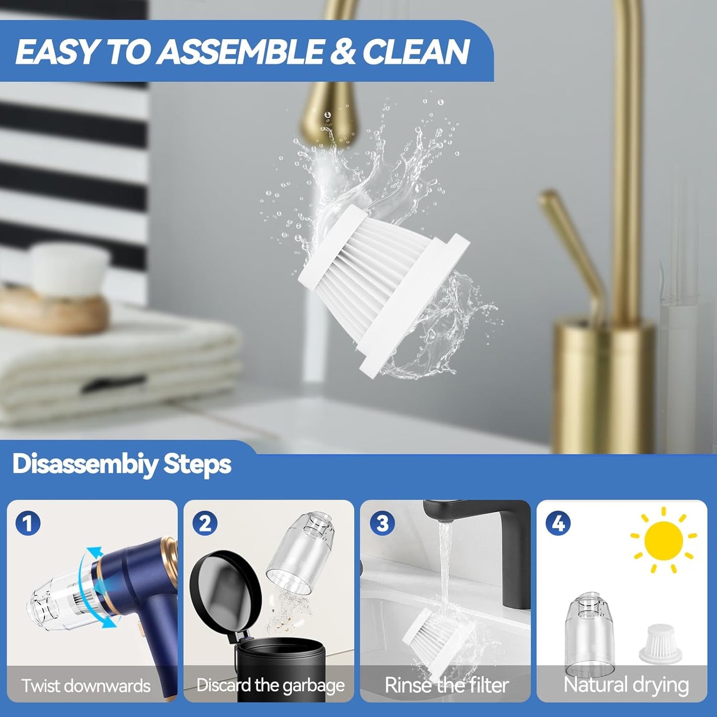Portable Cordless Mini Vacuum Cleaner and Air Duster for Car and Home