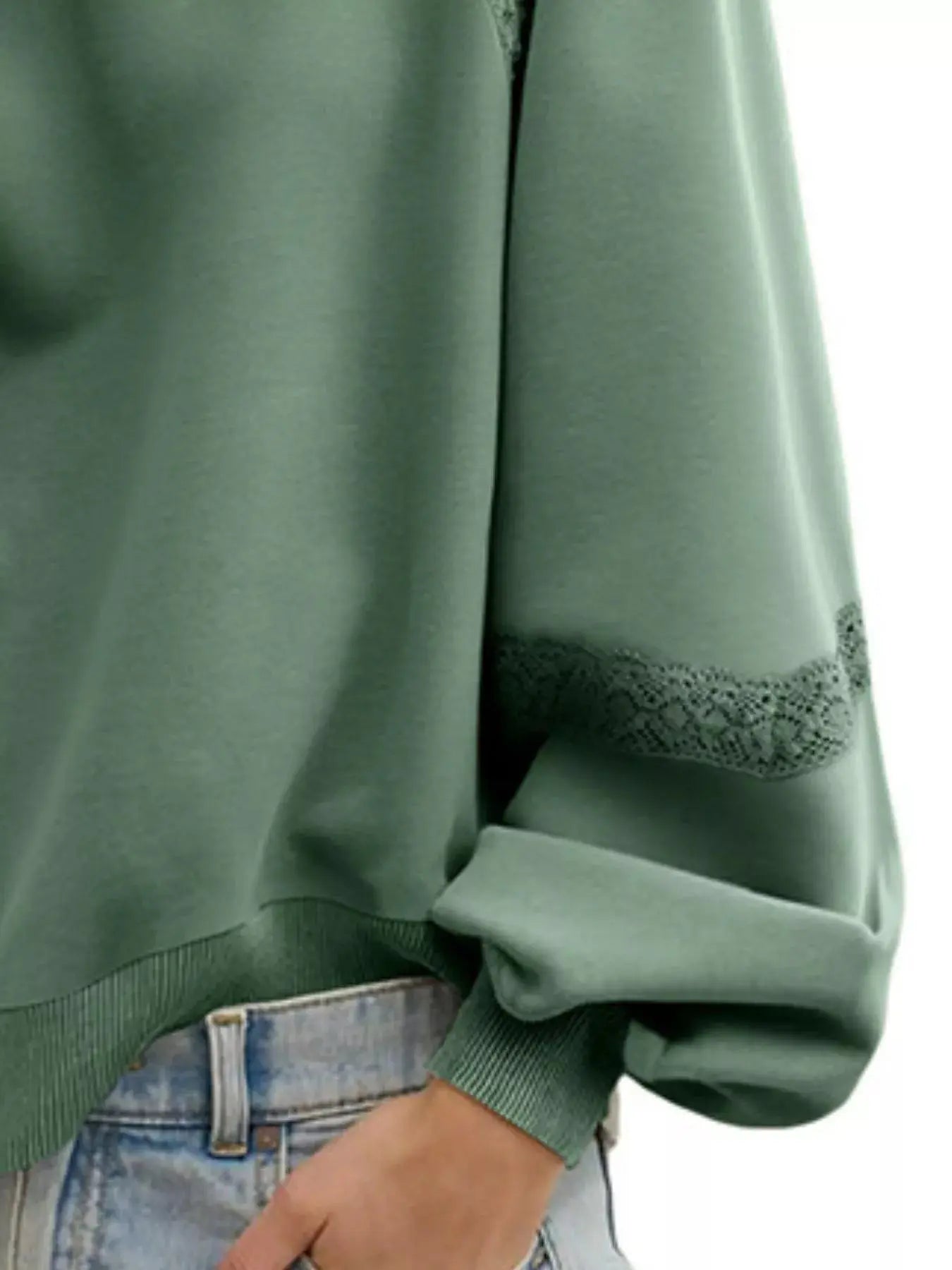 Cozy Lace Detail Sweatshirt for Casual Chic Looks