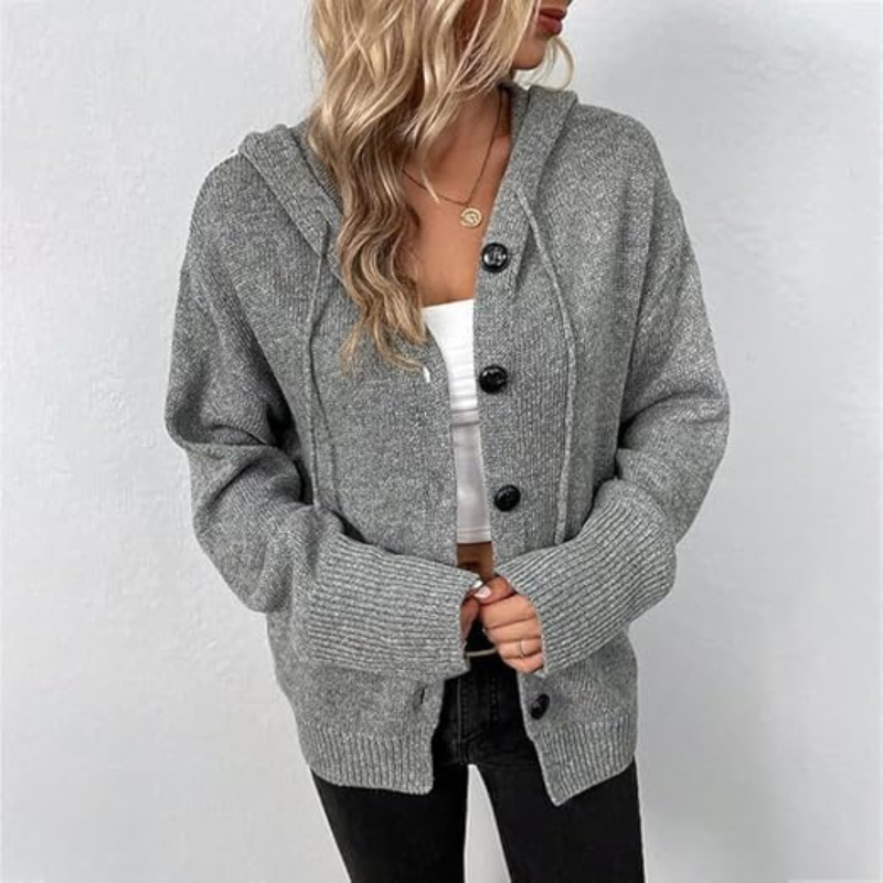 Cozy Knitted Button-Down Cardigan for Women