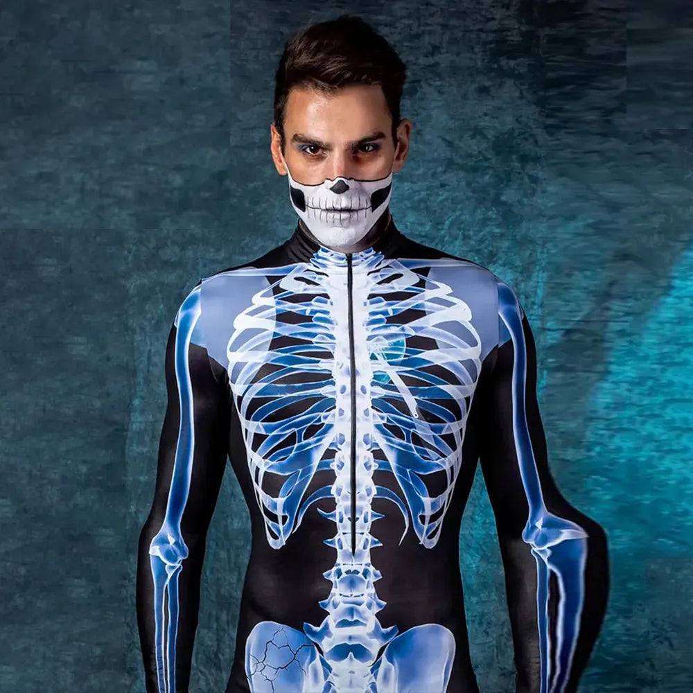 Spooky X-ray Skeleton Costume for Halloween Parties