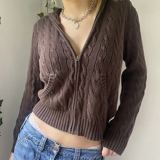 Cozy Hooded Knit Cardigan with Button Front