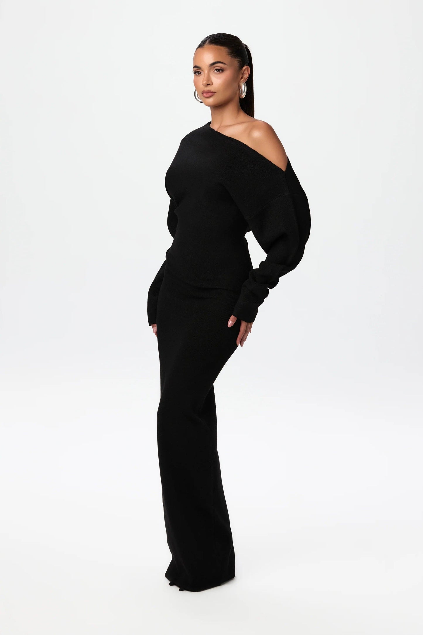 Cozy Drop-Shoulder Sweater Dress
