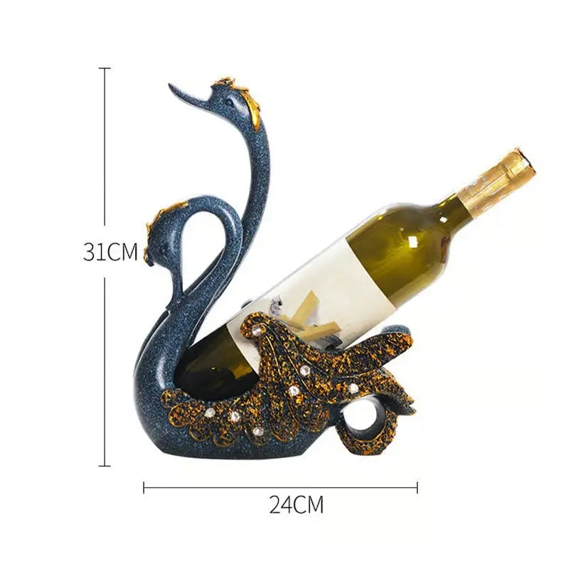 Elegant Swan Wine Bottle Holder Decorative Accent