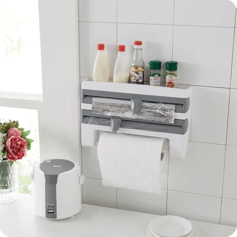 VelaWrap™ - Wall-Mounted Kitchen Wrap Dispenser & Spice Rack