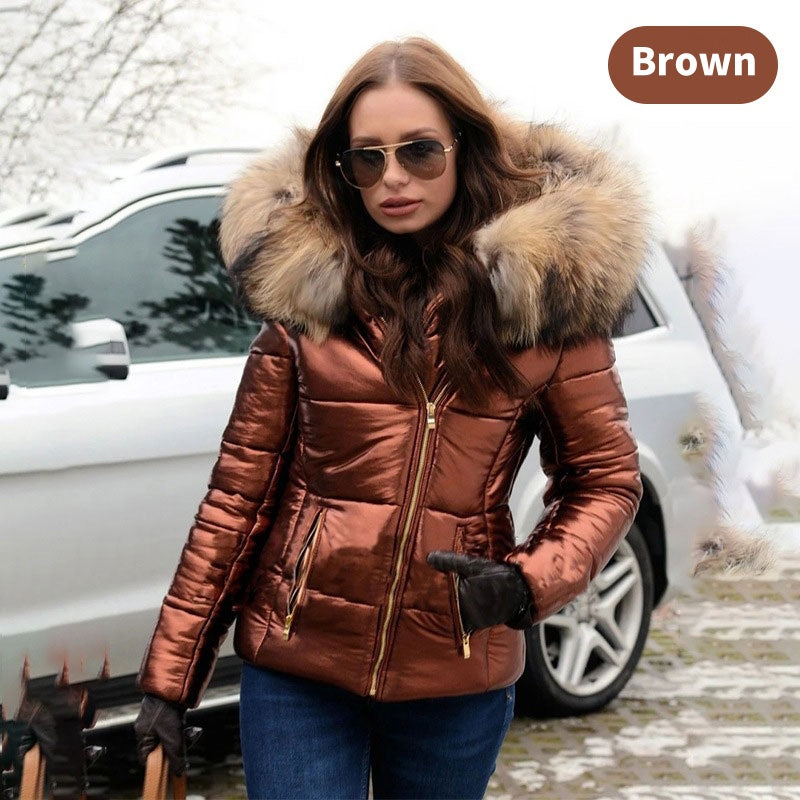 Cozy Fur Collar Hooded Jacket for Women