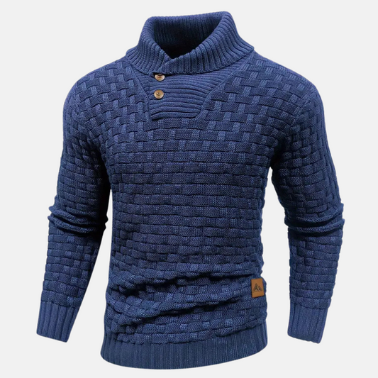 Mens Slim Fit Textured Knit Shawl Collar Sweater