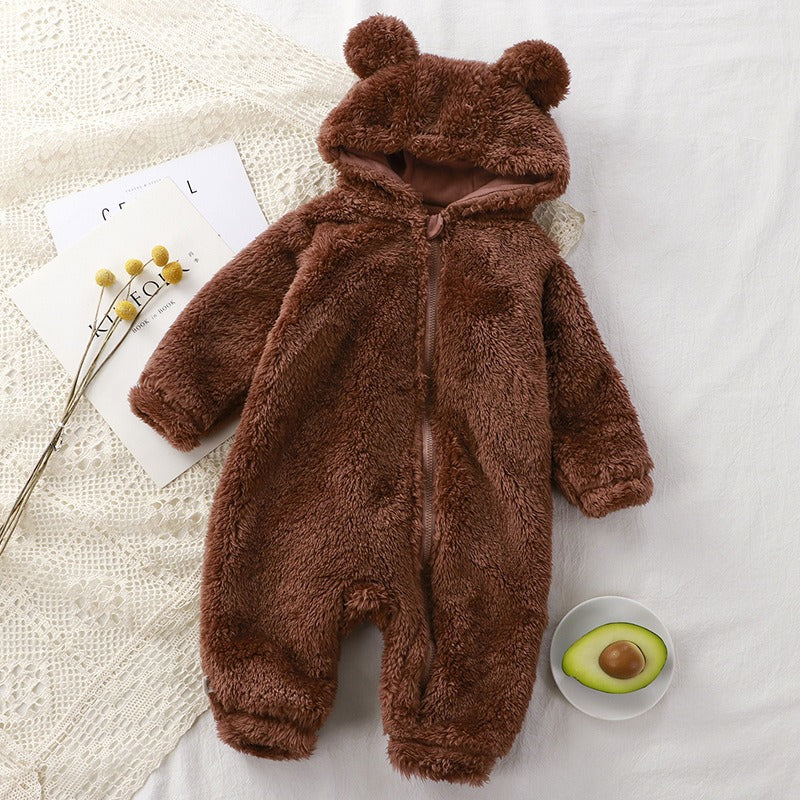 Lunoa™ - Baby Hooded Bear Ear Fluffy Romper