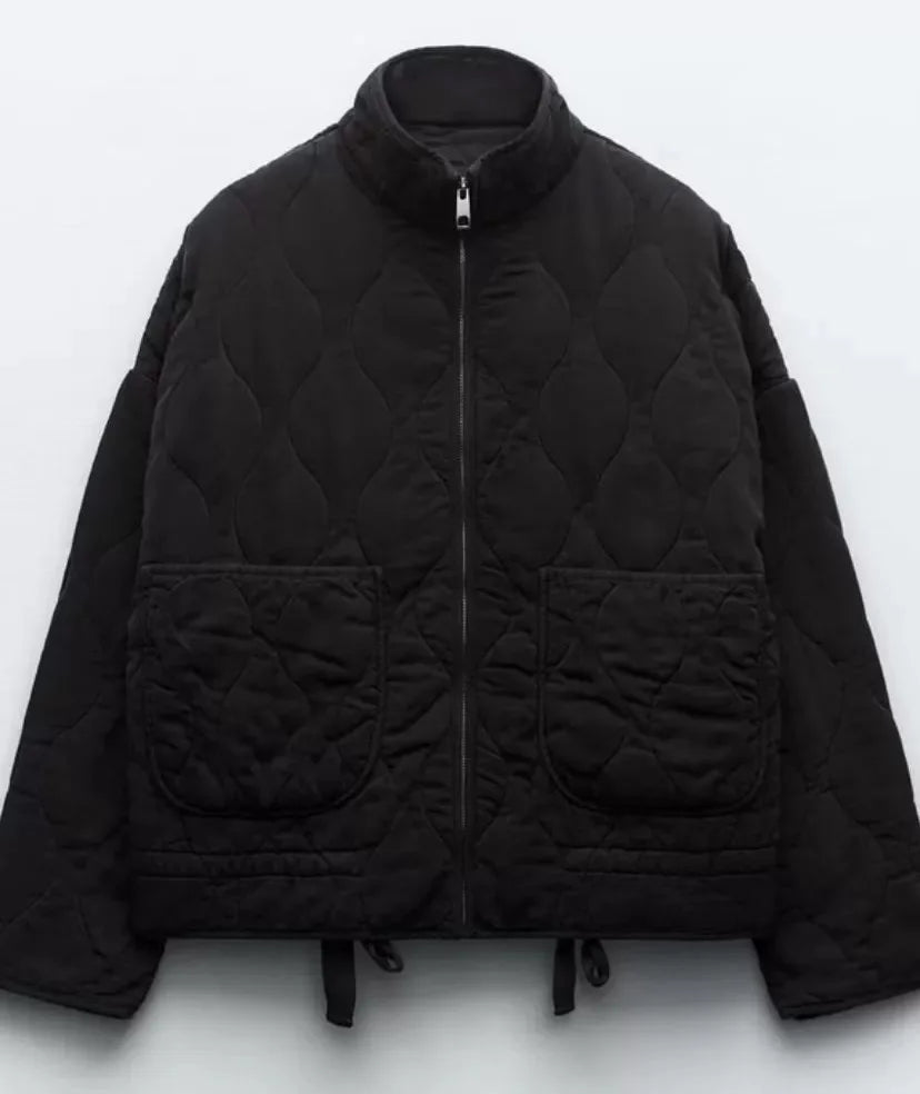 Vintage Quilted Jacket with Classic Stitch Detailing