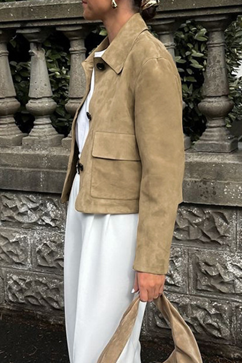 Casual Button-Up Turndown Collar Jacket