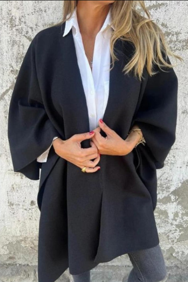 Cozy Loose V Neck Shawl Cape Jacket