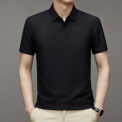 Lightweight Waffle Knit Polo Shirt