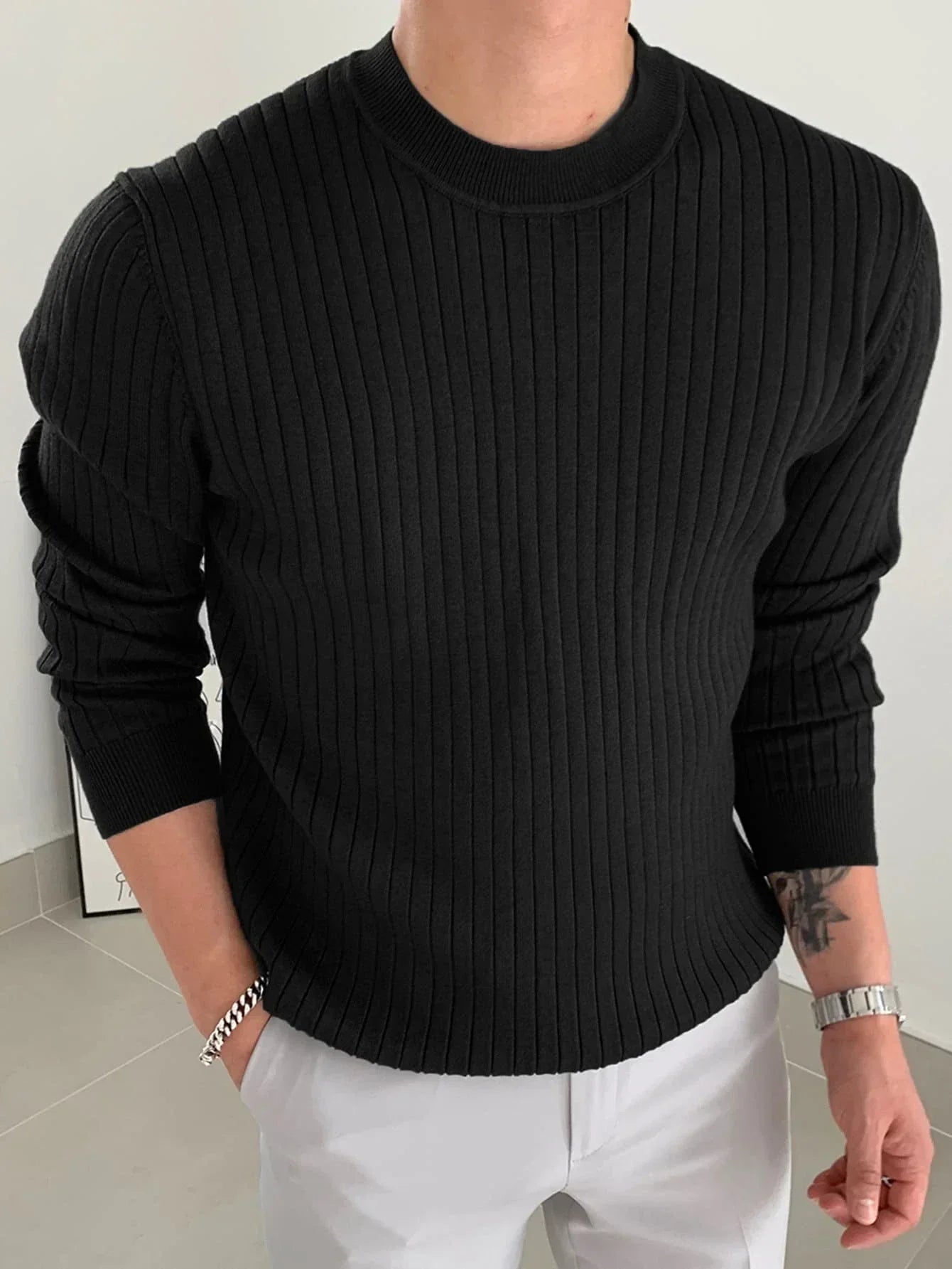 Cozy Knit Sweater for Men Soft Warm Casual Pullover