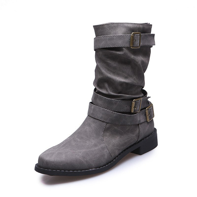 Chic Leather Ankle Boots with Buckle Detail