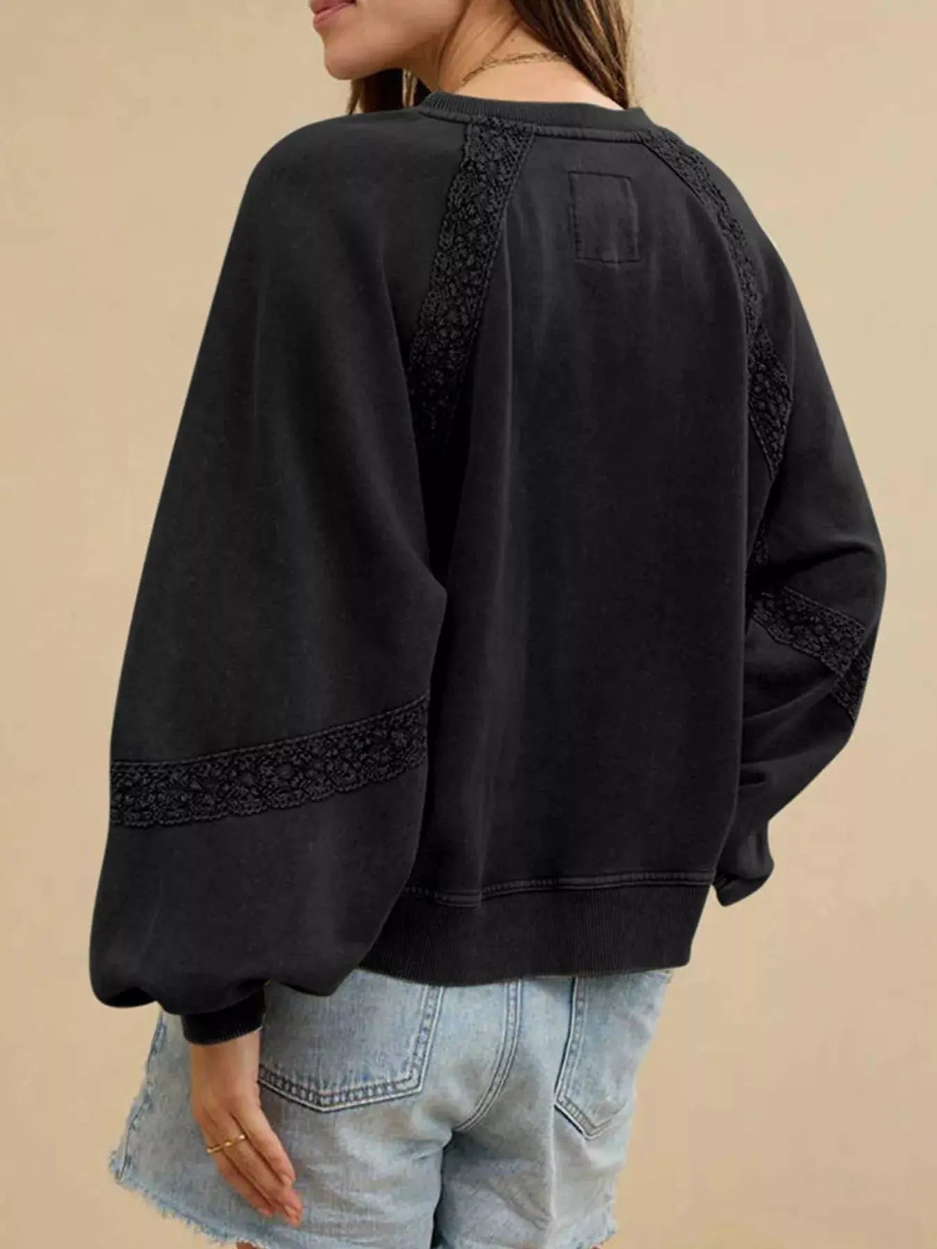 Cozy Lace Detail Sweatshirt for Casual Chic Looks