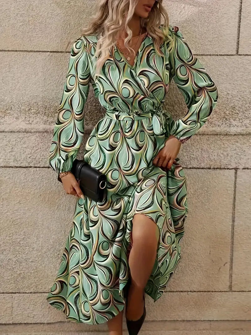 Elegant Wrap Neck Dress