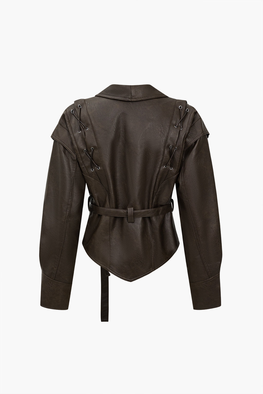Sleek Faux Leather Tie-Front Jacket