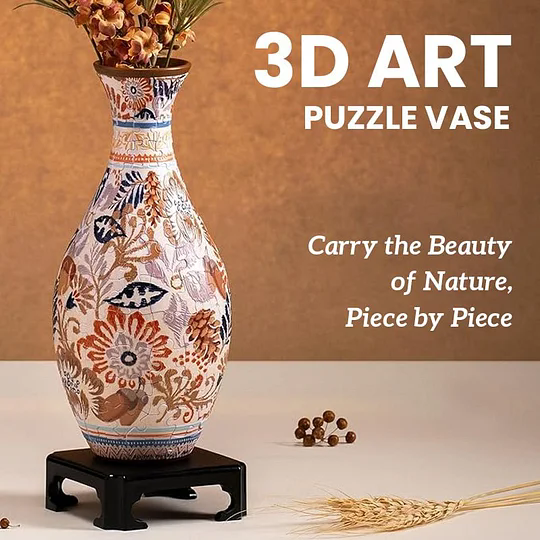 3D Floral Jigsaw Puzzle Vase Decor