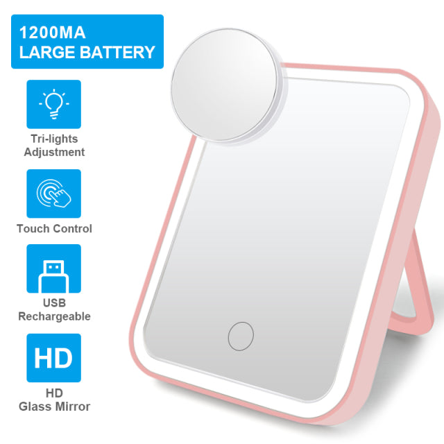 GlamLux™ - LED Smart Makeup Mirror with Adjustable Brightness