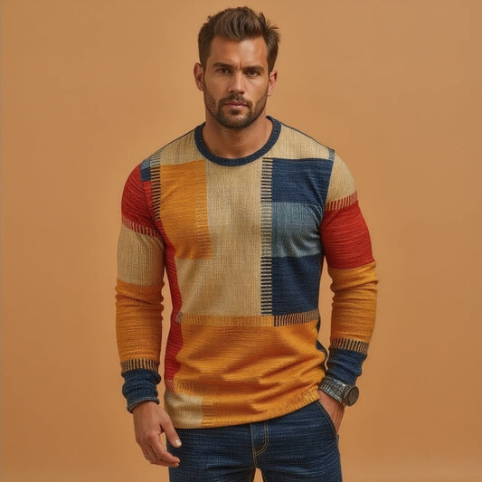Multicolor Cashmere Crew Neck Sweater for Men