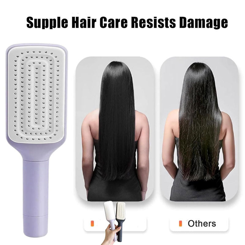 4-in-1 Self-Cleaning Anti-Static Hair Brush and Scalp Massager