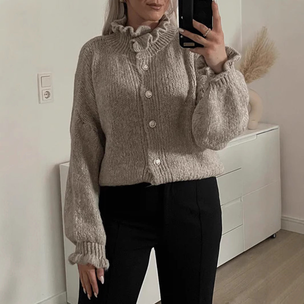Chic Women's Button-Up Cardigan with Stylish Collar