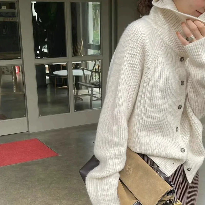 Cozy Turtleneck Buttoned Sweater for Women