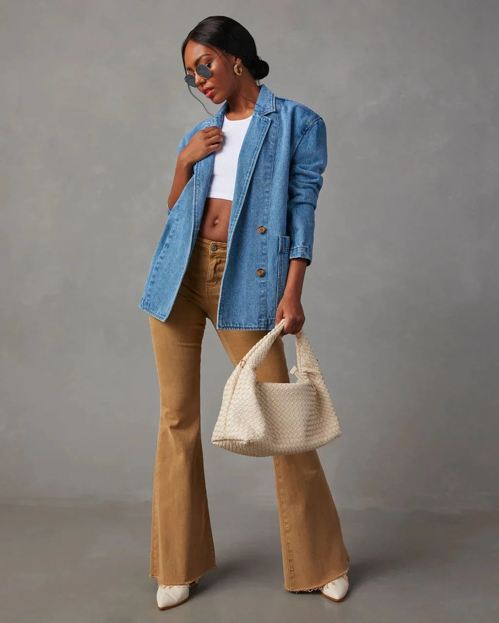 Chic Denim Blazer Jacket for Women