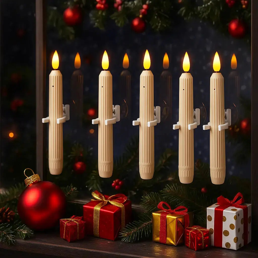 GlowHaven™ - Set of 6 LED Window Candles with Flickering Flame
