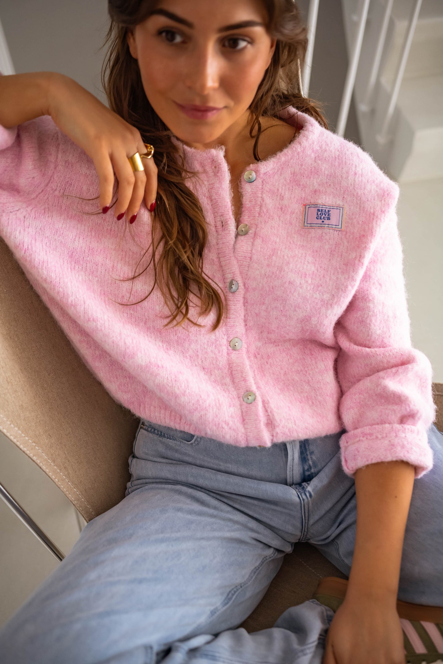 Chic Pink Quilted Cardigan for Layered Looks