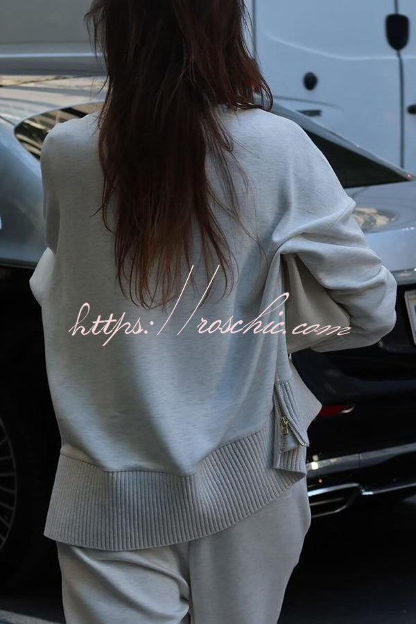 Cozy Turtleneck Sweatshirt & Elastic Waist Pocketed Pants Set