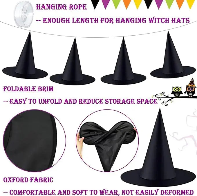 Spooky Halloween Witch Hat Decoration for Party and Home