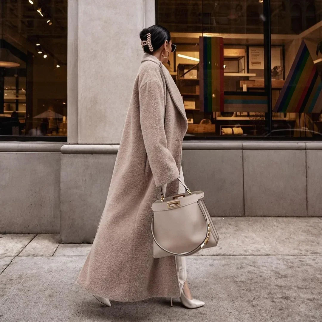 Elegant Loose Fit Wool Maxi Coat