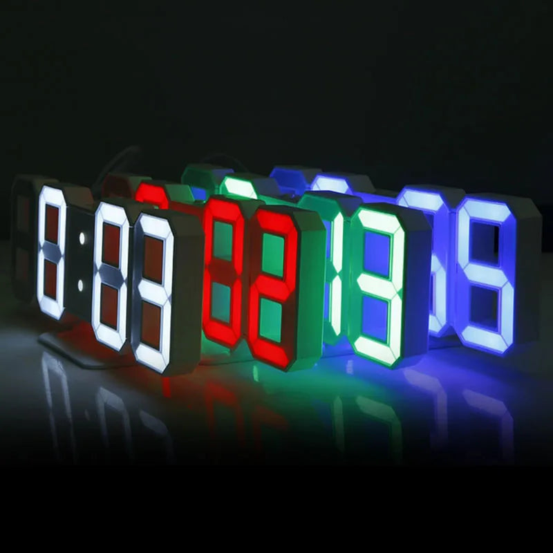 Modern 3D LED Wall Clock with Temperature Display for Home and Office