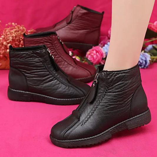 Cozy Natural Leather Winter Boots with Warm Lining